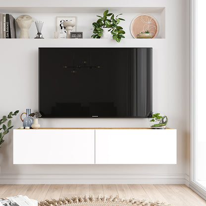 Serit pakoworld wall TV unit in color white-sonoma 140x31.6x29.6cm