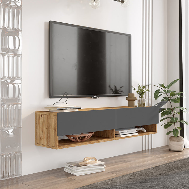 Roscoe pakoworld wall TV unit in color dark grey-sonoma 140x31.6x29.6cm