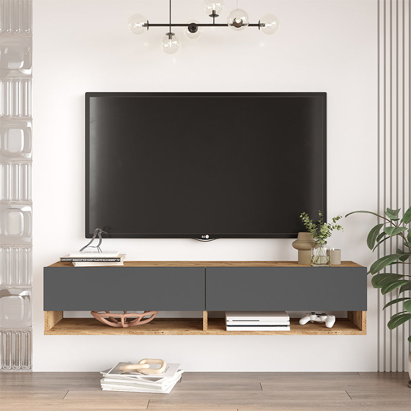 Roscoe pakoworld wall TV unit in color dark grey-sonoma 140x31.6x29.6cm