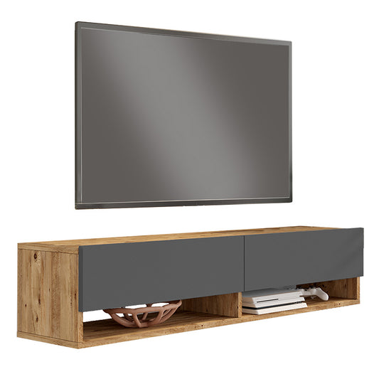 Roscoe pakoworld wall TV unit in color dark grey-sonoma 140x31.6x29.6cm