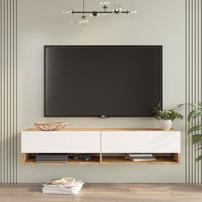 Roscoe pakoworld wall TV unit in color white-sonoma 140x31.6x29.6cm