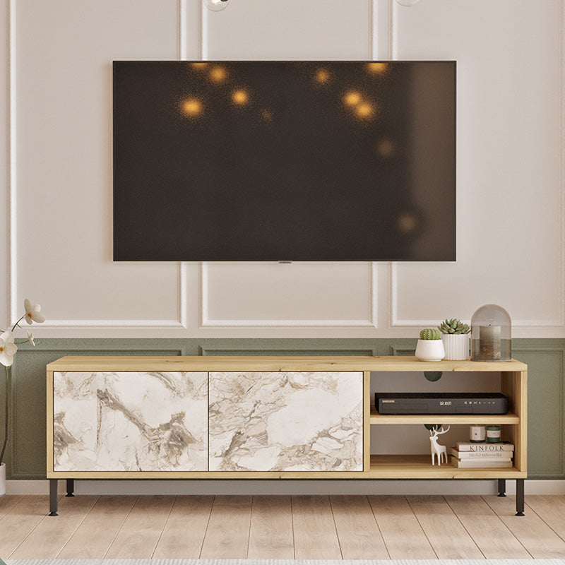 TV cabinet Nella pakoworld natural-white marble 140x40x43cm