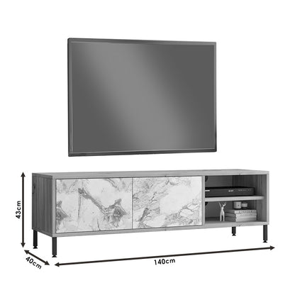 TV cabinet Nella pakoworld natural-white marble 140x40x43cm