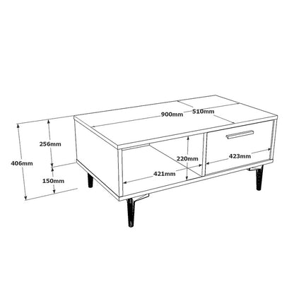 Coffee table Jethro pakoworld cement-sonoma color 90x51x40.6cm