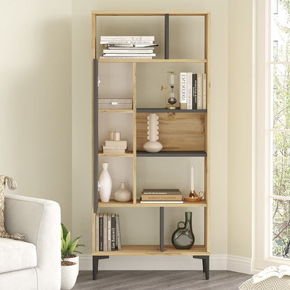 Neville pakoworld bookcase color natural-anthracite 72x25x163.3cm