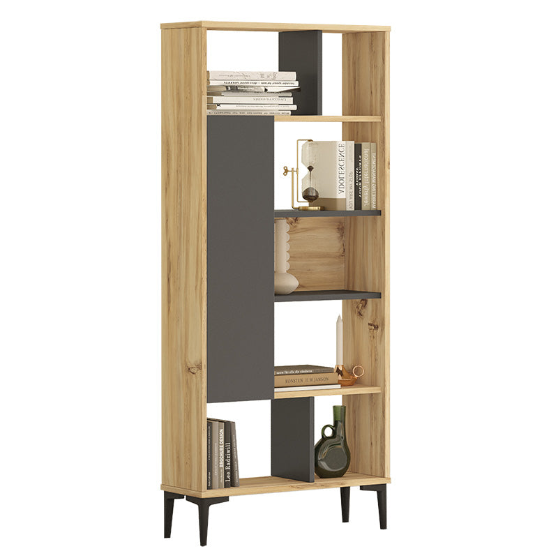 Neville pakoworld bookcase color natural-anthracite 72x25x163.3cm