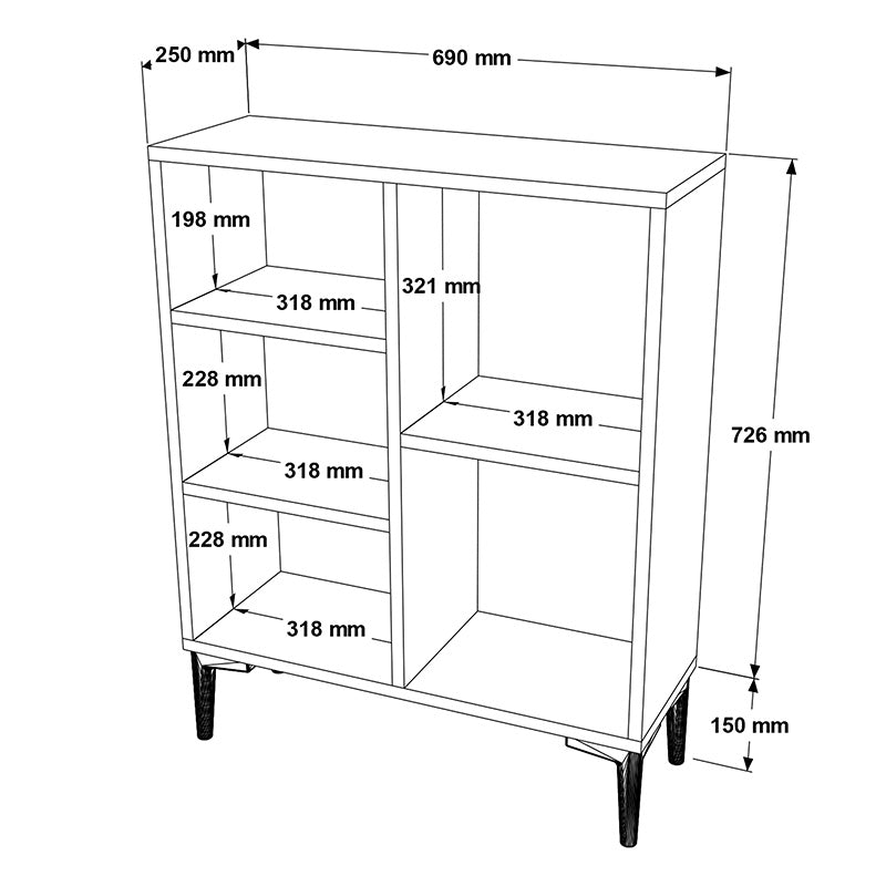 Neville pakoworld low bookcase color sonoma 69x25x87.6cm