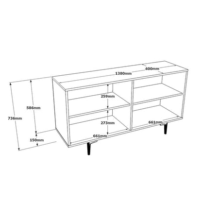 Sideboard Jethro pakoworld sonoma-cement 138x40x73cm