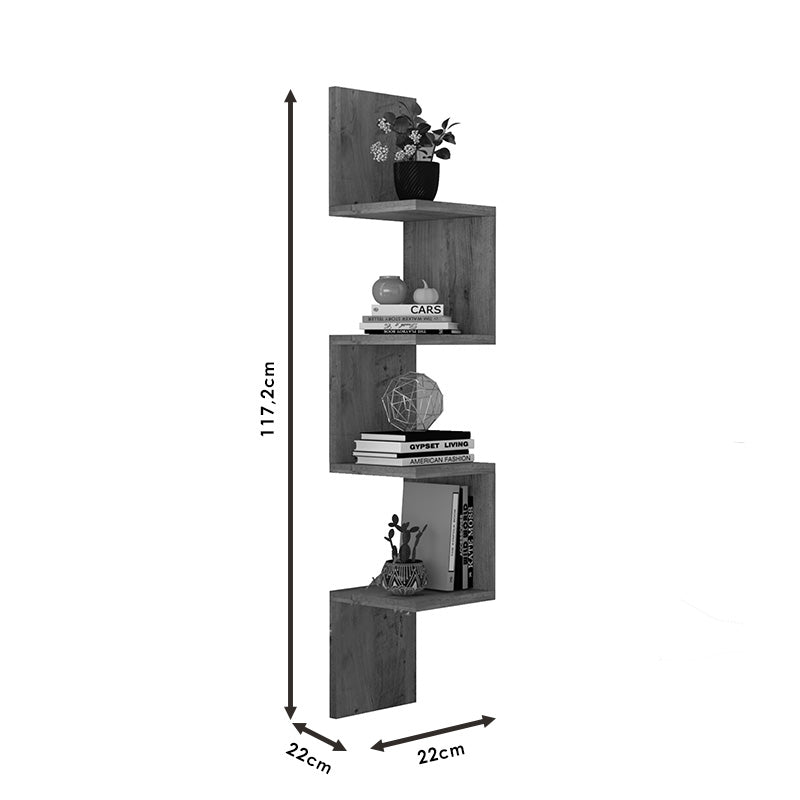 Wall shelf Belinda pakoworld in sonoma color 22x22x117.2cm