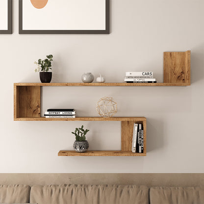 Wall shelf Belinda pakoworld in oak color 120x14.5x71.4cm