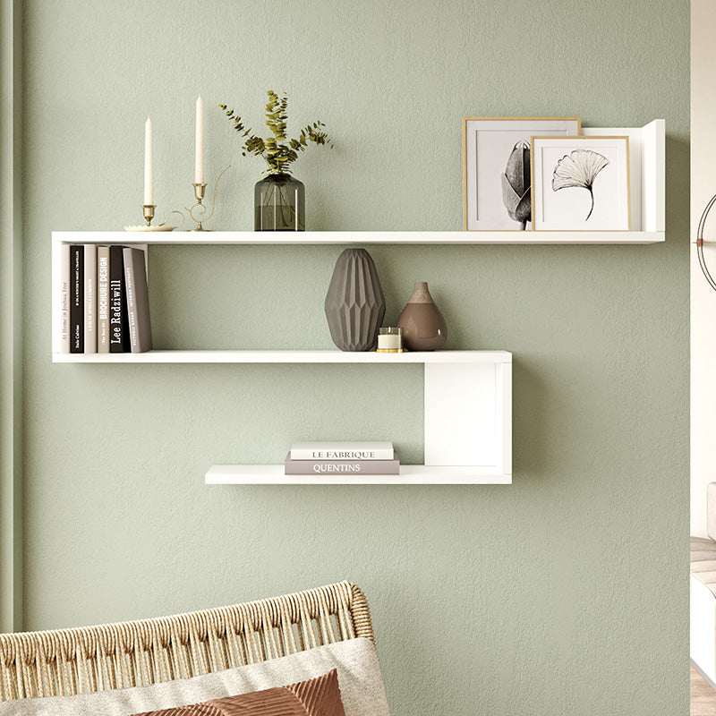 Wall shelf Belinda pakoworld in white color 120x14.5x71.4cm