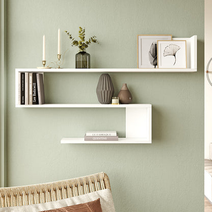 Wall shelf Belinda pakoworld in white color 120x14.5x71.4cm
