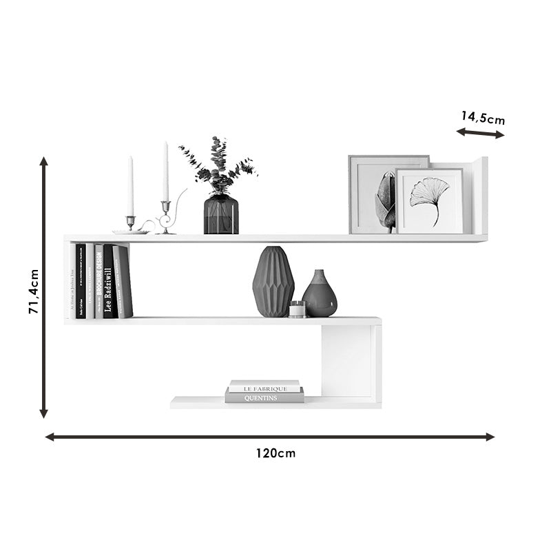 Wall shelf Belinda pakoworld in white color 120x14.5x71.4cm