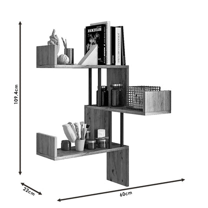 Wall shelf Horatio pakoworld in sonoma color 60x22x109.4cm