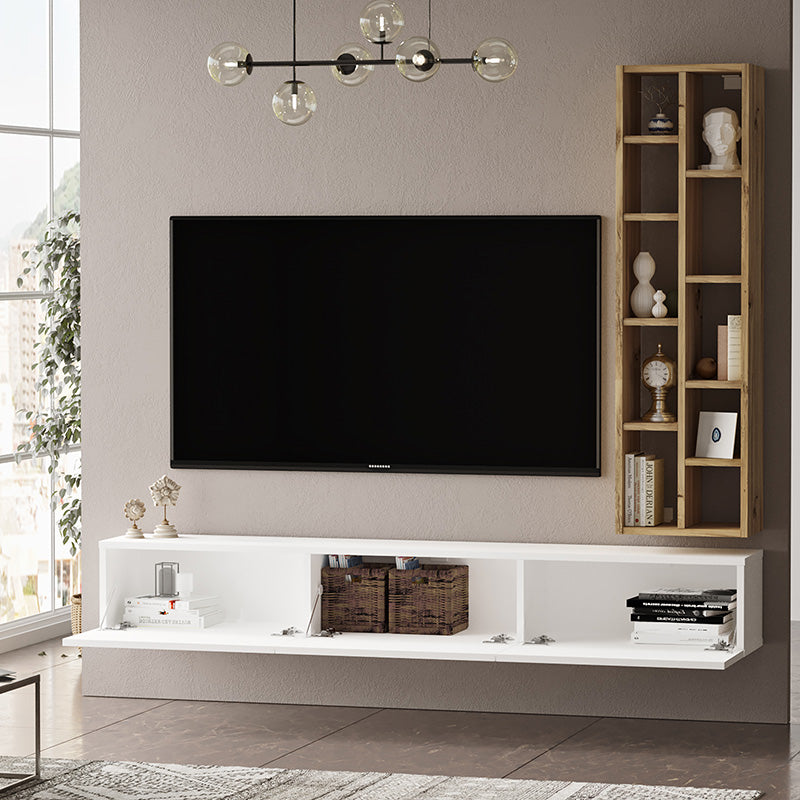 Esmeralda pakoworld wall TV unit white-natural color 74.5x27x145cm