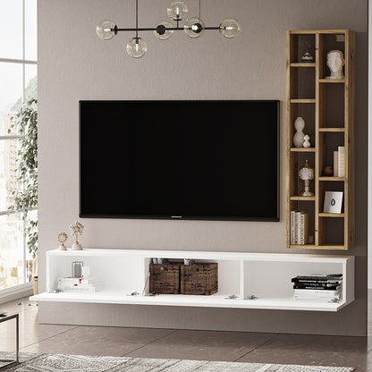 Esmeralda pakoworld wall TV unit white-natural color 74.5x27x145cm