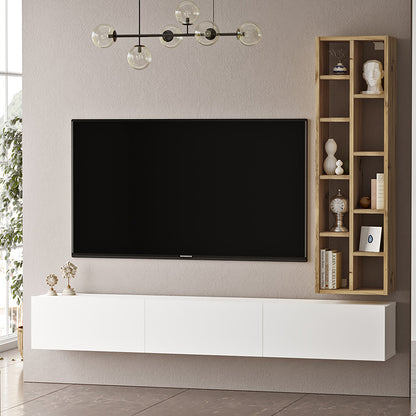 Esmeralda pakoworld wall TV unit white-natural color 74.5x27x145cm