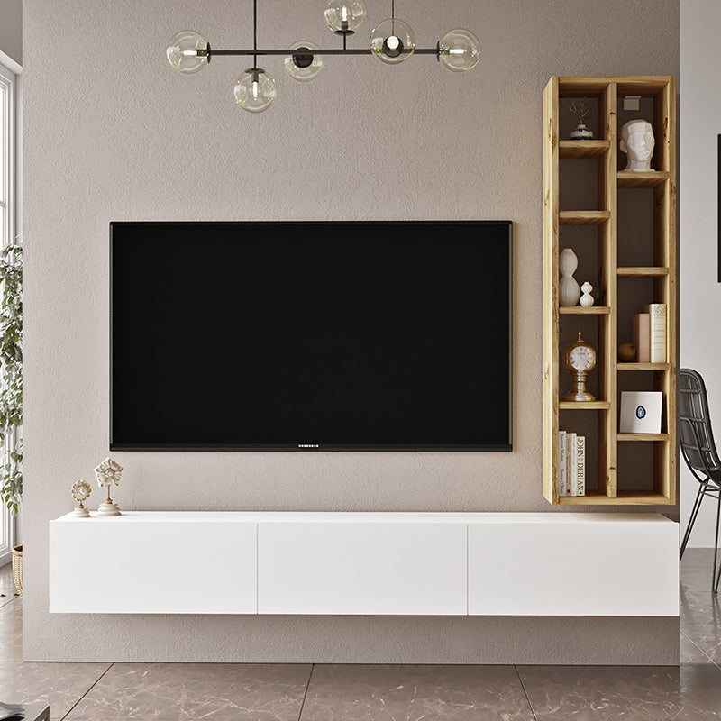Esmeralda pakoworld wall TV unit white-natural color 74.5x27x145cm
