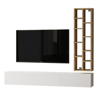 Esmeralda pakoworld wall TV unit white-natural color 74.5x27x145cm