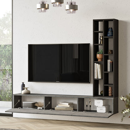 Esmeralda pakoworld wall TV unit cement-black color 74.5x27x145cm