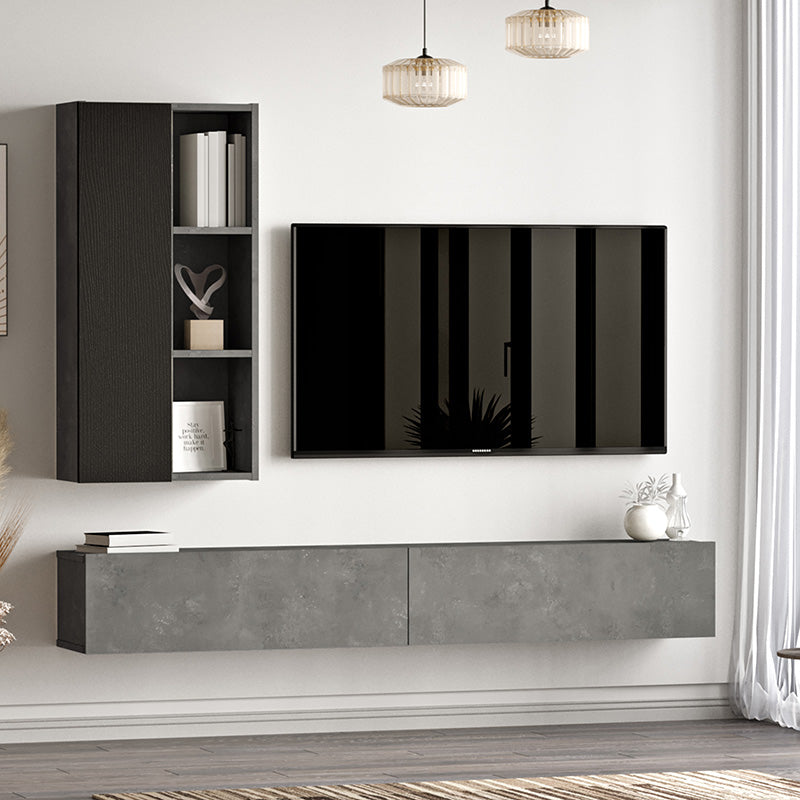 Topaz pakoworld wall TV unit anthracite-black color 174.5x27x145cm