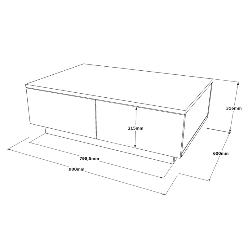 Coffee table Thunder pakoworld sonoma-white color 90x60x31.5cm