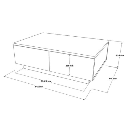 Coffee table Thunder pakoworld sonoma-white color 90x60x31.5cm