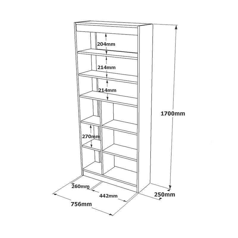 Viva pakoworld bookcase color white-sonoma 75.5x25x170cm