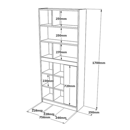 Zest pakoworld bookcase color white-sonoma 75.5x25x170cm