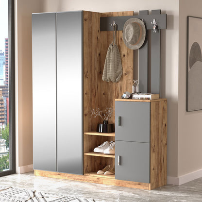 Entrance unit Doorse pakoworld melamine dark grey-sonoma 147.5x35x180cm