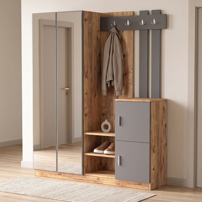 Entrance unit Doorse pakoworld melamine dark grey-oak 147.5x35x180cm