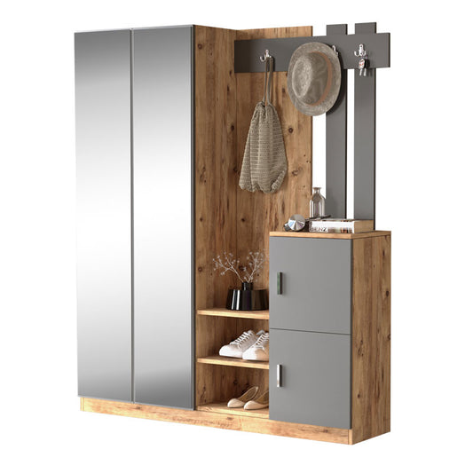 Entrance unit Doorse pakoworld melamine dark grey-sonoma 147.5x35x180cm