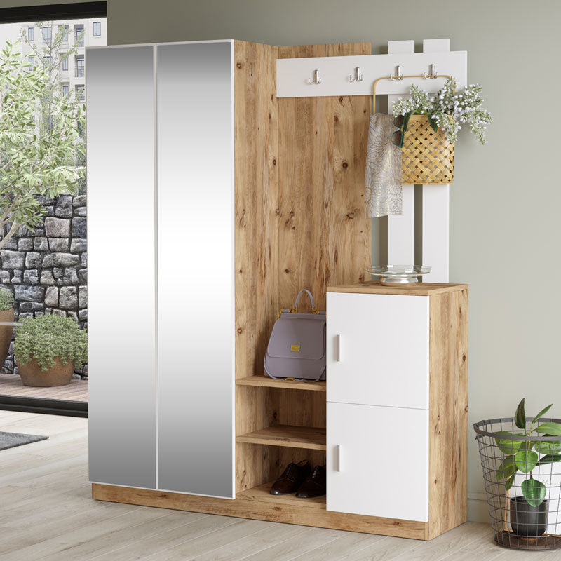 Entrance unit Doorse pakoworld melamine white-sonoma 147.5x35x180cm