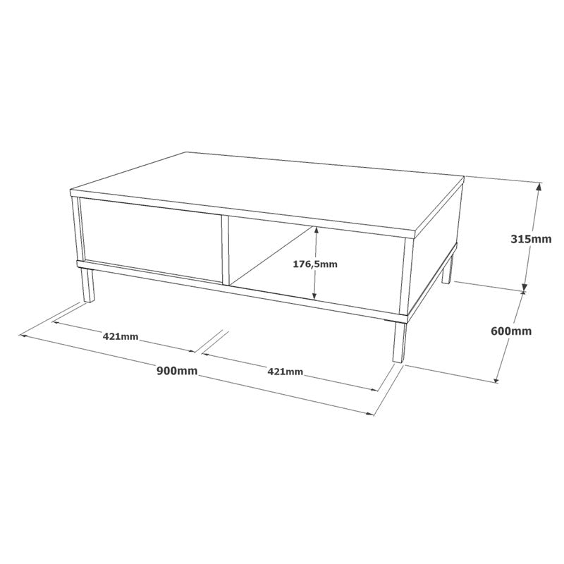 Coffee table Martian pakoworld melamine natural-black 90x60x31.5cm