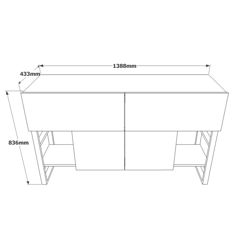 Buffet Jaydon pakoworld melamine natural-black 139x43x83.5cm