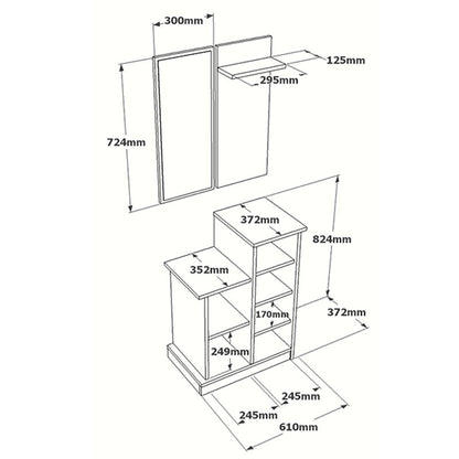 Entrance unit Wizbo pakoworld melamine white 61x37x82.5cm