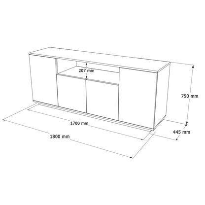 Buffet Placefol pakoworld melamine white-natural 180x44.5x75cm