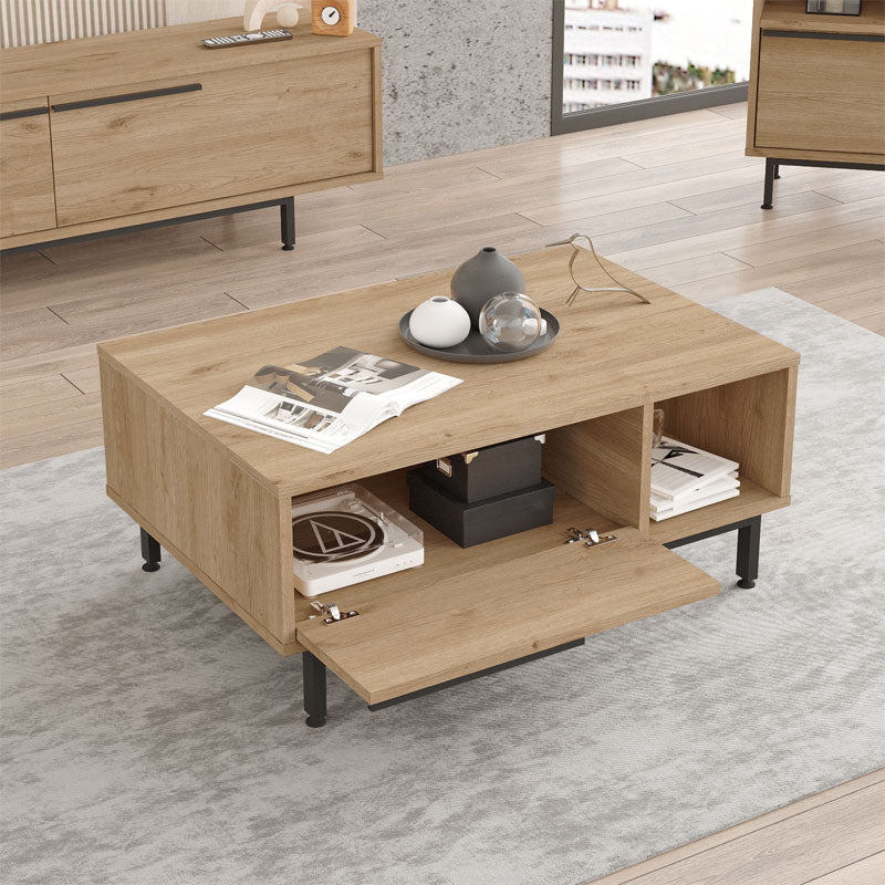 Coffee table Frixton pakoworld melamine natural-black 90x60x37.5cm