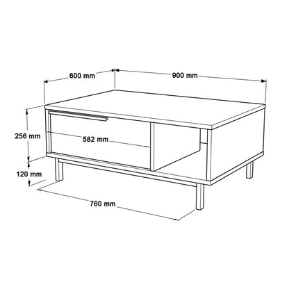 Coffee table Frixton pakoworld melamine natural-black 90x60x37.5cm