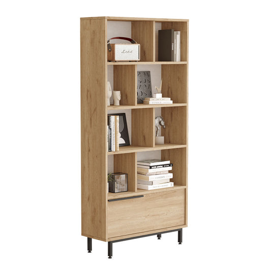 Bookcase Libro pakoworld melamine natural-black 84x29.5x175.5cm