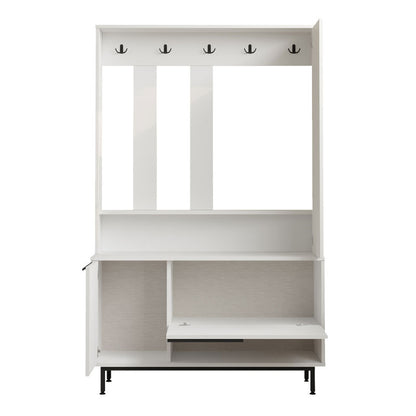 Entrance unit Zerbie pakoworld melamine white-black 112x35.5x178cm