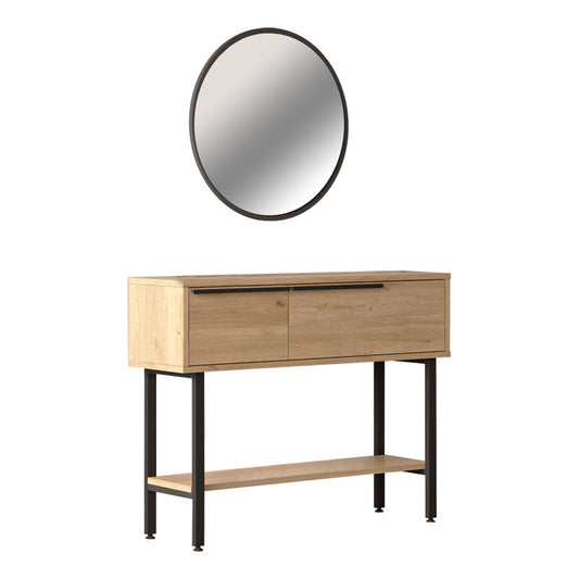 Dressing table with mirror Wardio pakoworld melamine natural-black 100x29.5x76cm