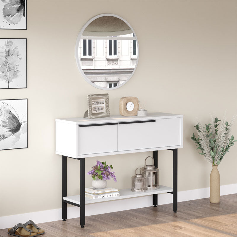 Dressing table with mirror Wardio pakoworld melamine white-black 100x29.5x76cm