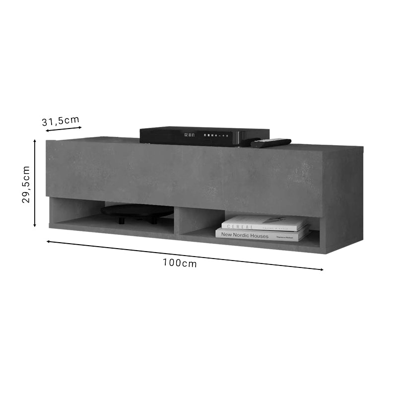 Tv unit Roscoe pakoworld antique dark grey melamine 100x31.5x29.6cm