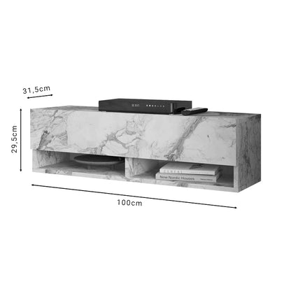 Tv unit Roscoe pakoworld marble ivory melamine 100x31.5x29.6cm