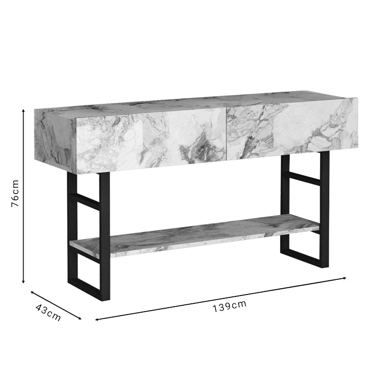 Console table Vien pakoworld ivory marble melamine 139xx43x76cm