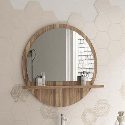 Jaklyn pakoworld melamine mirror in walnut shade 62x6x62cm