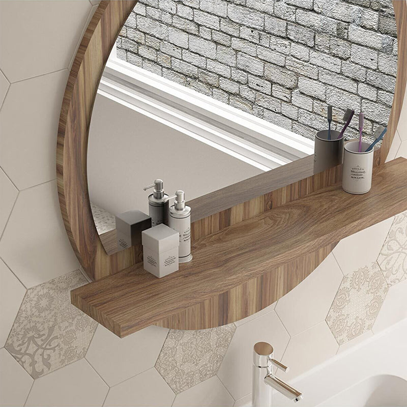 Jaklyn pakoworld melamine mirror in walnut shade 62x6x62cm