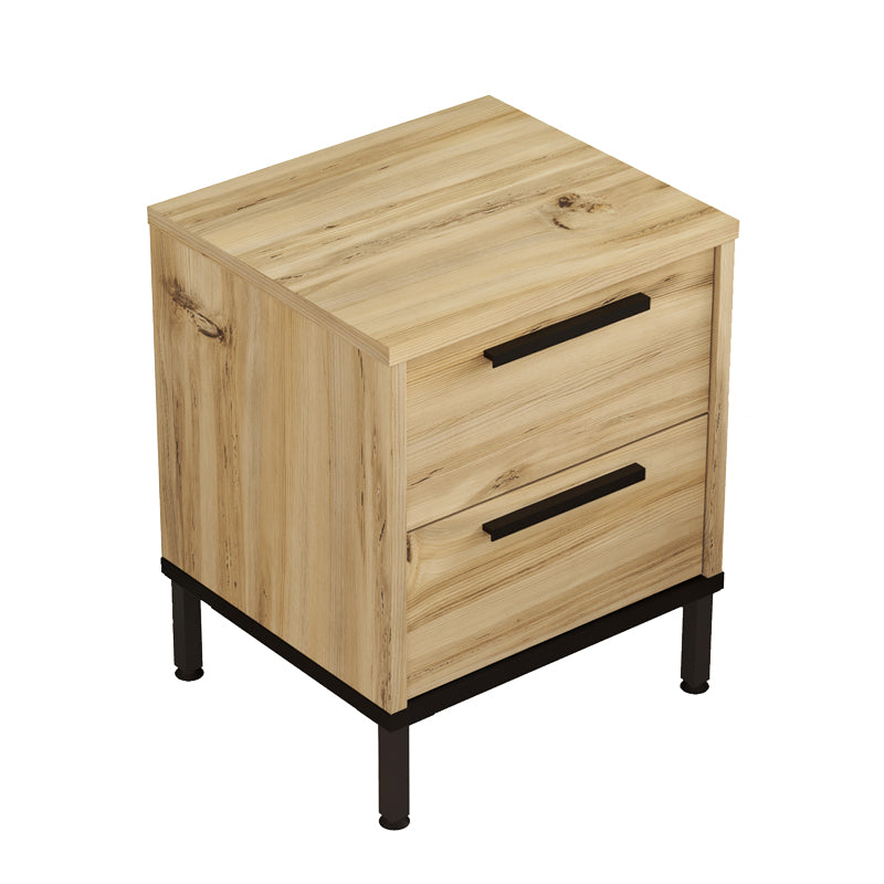 Nightstand Nako pakoworld black metal and melamine in natural shade 40x35.5x48.8cm
