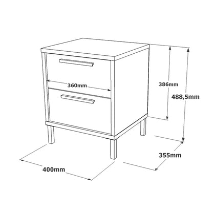 Nightstand Nako pakoworld black metal and melamine in natural shade 40x35.5x48.8cm